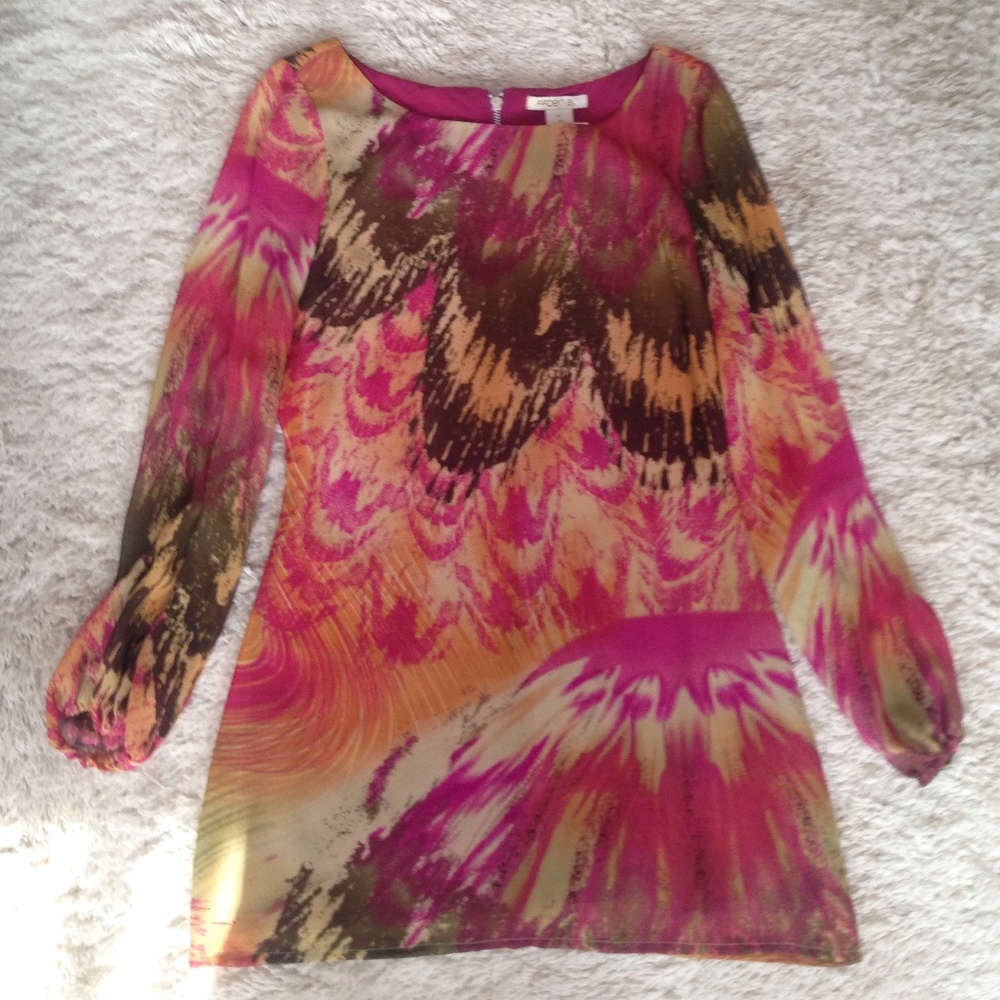 Arden B Multi Color Wing Long Sleeve Mini Dress
